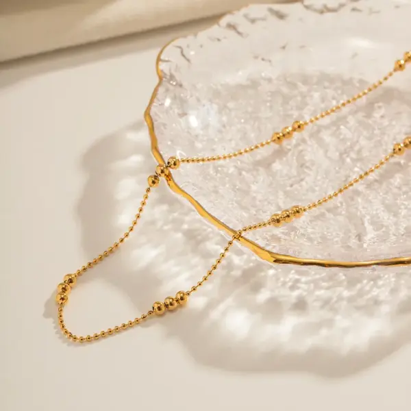 Wholesale PVD Coated Real Gold Plated 18K Gold Solid Color 304 Stainless Steel IG Style Simple Style Waterproof Non Tarnish 304 Stainless Steel Necklace
