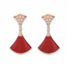 Wholesale Copper full-diamond mini skirt earrings, natural white mother-of-pearl double skirt earrings