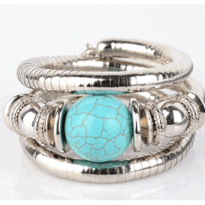 Turquoise silver blue multi-layer bracelet