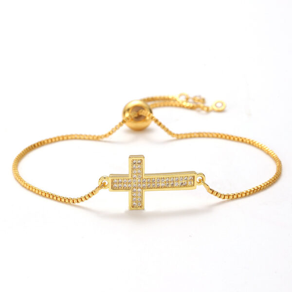 oly-f76eb22e170e96b5530f850a50b326a7 Wholesale Copper-set zircon cross bracelet with micro-pave zircon jewelry; waterproof and hypoallergenic.