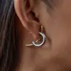 Wholesale Design Sense 18K Gold 304 Stainless Steel Gold And Silver Color Block Letter/Letter Pattern Vacuum Plating (In Furnace) Simple Line Earrings Jewelry Wholesale