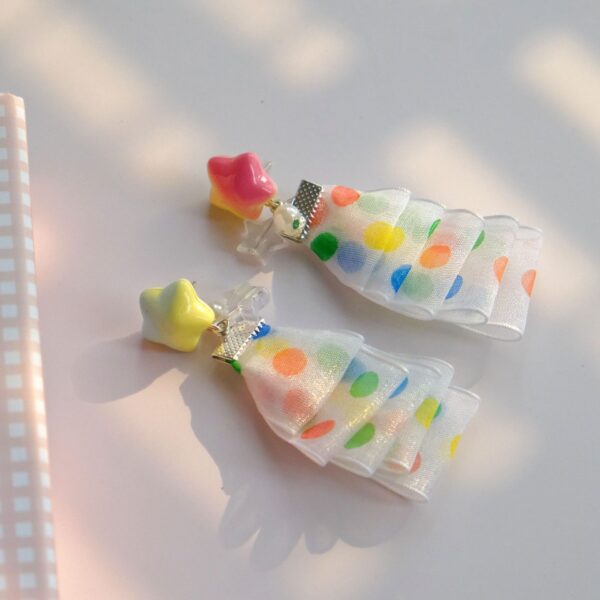 oly-f773a5944ae57e3b7aad56f319f72ba7 Wholesale Original Design Arrival Hand-made Ins Style Color Wave Dot Ribbon Earrings Asymmetric Love Plush Autumn and Winter Earrings