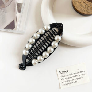 11.5cm diamond beads flat bean clip-black / acrylic