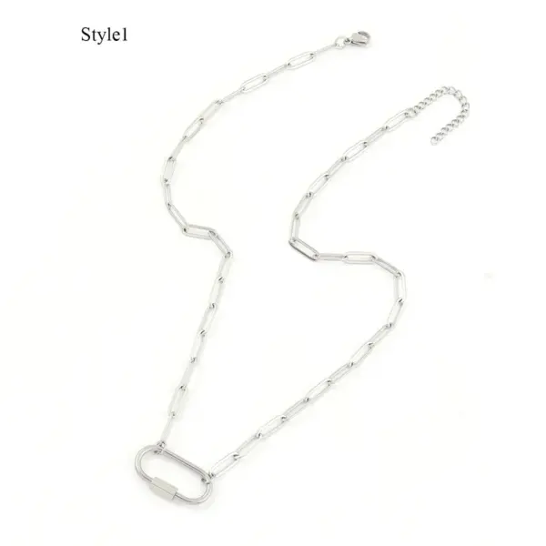 Wholesale PVD Coated Real Gold Plated Oval 201 Stainless Steel 304 Elegant Simple Style Classic Waterproof Non Tarnish Necklace