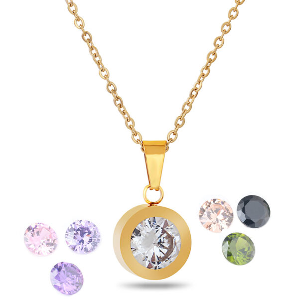 oly-f7a9a8a9b8ae2cb20eded1ddb0a0192c Wholesale Factory wholesale personality creative design ladies fashion DIY replaceable drill 8 color titanium steel stainless steel necklace