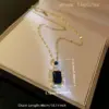 Wholesale Square Claw Setting Pendant Necklace For Women In Copper With KC Golden Plated Water Plating And Zircon Inlay, Featuring Lip Chain