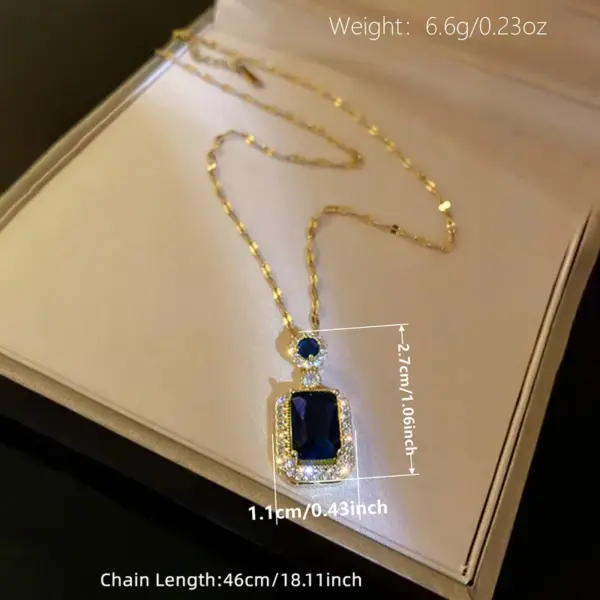 Wholesale Square Claw Setting Pendant Necklace For Women In Copper With KC Golden Plated Water Plating And Zircon Inlay, Featuring Lip Chain