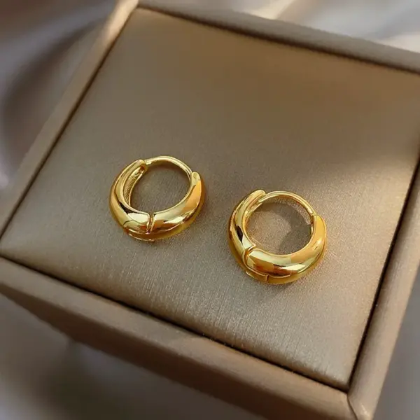 Wholesale PVD Coated 18K Gold Plated Solid Color 304 Stainless Steel Simple Style Classic Style Waterproof Non Tarnish Earrings