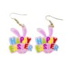Wholesale Easter pink cartoon earrings sequined rabbit shape colorful graffiti earrings dopamine girl Street earrings