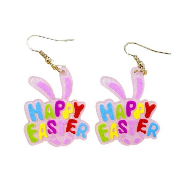 Wholesale Easter pink cartoon earrings sequined rabbit shape colorful graffiti earrings dopamine girl Street earrings
