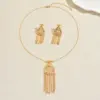 Wholesale Geometric Tassel Jewelry Set For Women In Electroplated Copper With 18K Real Gold Plated And Seed Bead Inlay Featuring O Chain