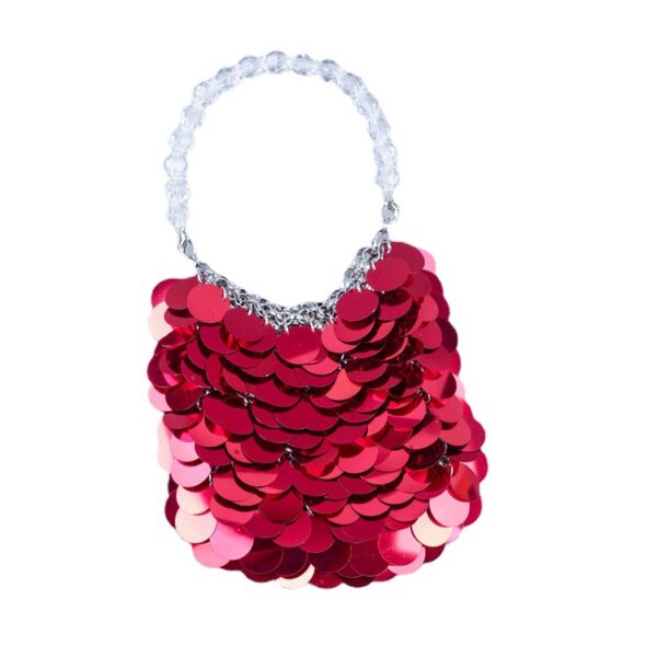 oly-f7cf6f59a9e01b3aeb061d71ed461df4 Wholesale selling women's bag handmade bright red sequined beaded woven net red handbag shiny mobile phone bag niche banquet bag