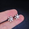 oly-f7d23e6c87e64b3d66800a71a6ab63a4 Wholesale S925 Sterling Silver Platinum-Plated Snowflake Six-Prong Simple Elegant Earrings with a High-End Design, a Gift for Girlfriend or Lover