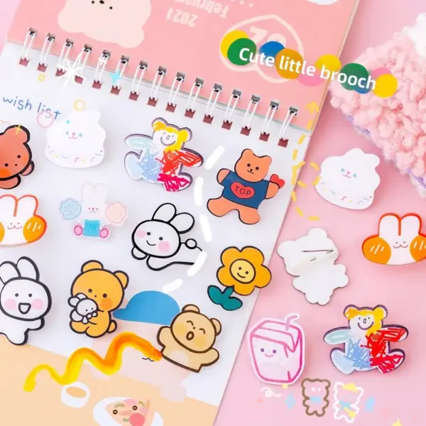 Wholesale Girl Bag Accessories Clothing Pendant Badge Pin Multi-color Animal Cartoon Character Acrylic Brooch