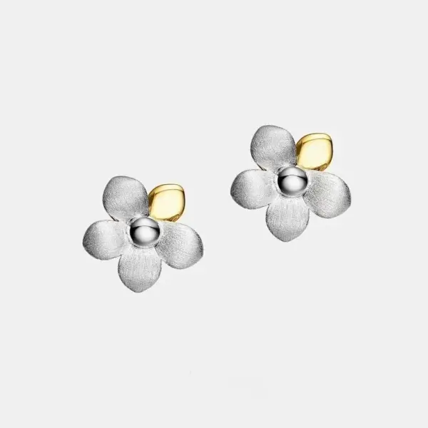 Wholesale Shine Star Flower Series Rotatable Petal Earrings Bohemian Style Printed Pattern Women's Luxury Fashion Copper Plated Silver