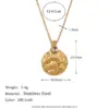 Wholesale Jewelry Retro Sun Moon 304 Stainless Steel Rhinestones 18K Gold Plated Plating Inlay Pendant Necklace Cable Chain
