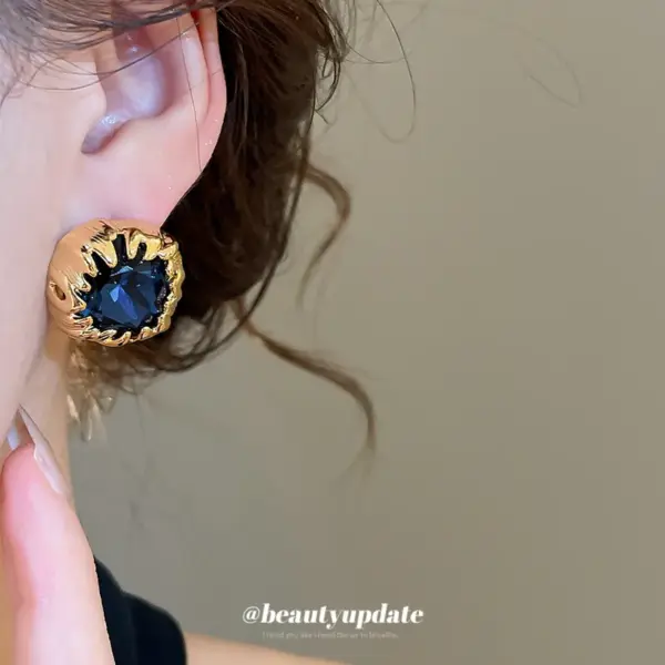 Wholesale Quadrilateral Stud Earrings For Women With 18K Real Gold Plated Copper And 304 Stainless Steel Posts Featuring Gem Inlay