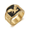 Wholesale explosions hip hop HIPHOP jewelry stainless steel gold plated wings flying domineering men's ring