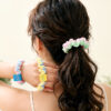 Wholesale High-elasticity fabric lace hair tie, color-blocked hair tie, handmade high ponytail hair rope, hair accessory