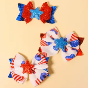 Wholesale American Flag Hairpin For Girls In Ethnic Style With Sequins, Perfect For Independence Day Celebrations
