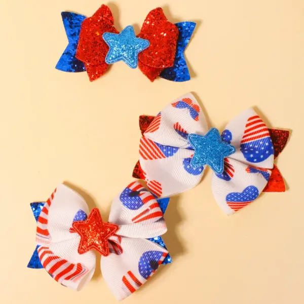 Wholesale American Flag Hairpin For Girls In Ethnic Style With Sequins, Perfect For Independence Day Celebrations