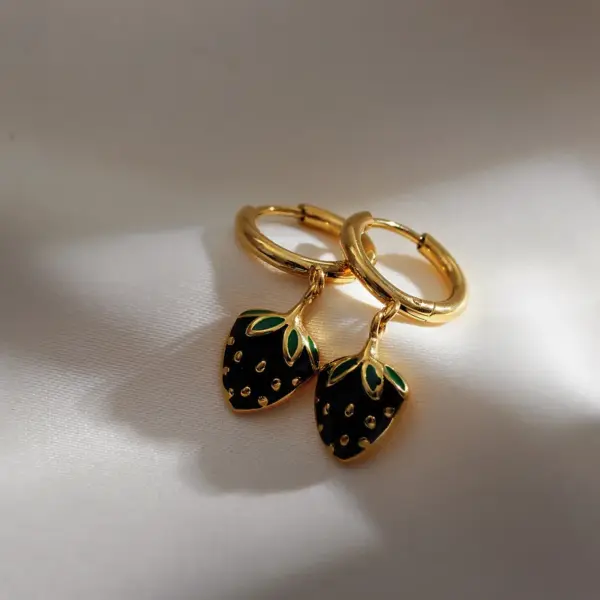 Wholesale PVD Coated Gold Plated Fruit Stainless Steel Elegant Commute Waterproof Non Tarnish Drop Earrings
