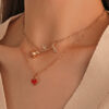 Wholesale Romantic Valentine's Day Rose Necklace Stereo Flower Pendant Collarbone Chain Gift for Girlfriend