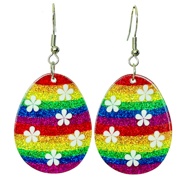 oly-f80ba65a79348f42389dfc83a4a17540 Wholesale Easter Jewelry Rabbit Colorful Shiny Acrylic Girls Earrings Shiny Oily Rainbow Earrings