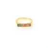 Wholesale Women’s Rectangle Claw Setting Ring In Brass With 18K Real Gold Water Plating And Zircon Inlay
