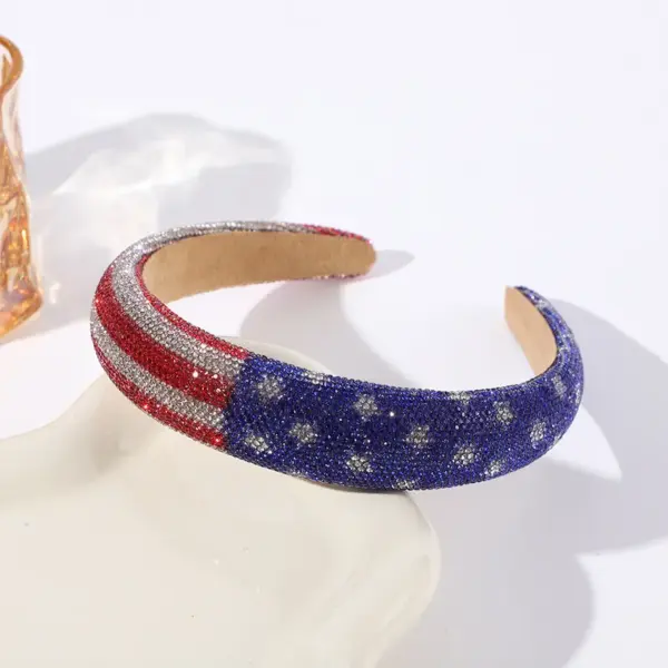 oly-f825a3dbd92e07ab93554386741b6025 Wholesale Shiny Red White Blue Diamond Hairband American Festival Full Diamond Independence Day Headwear Hair Accessories