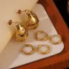 Wholesale 304 Stainless Steel Glass Water Droplets PVD Coated 18K Gold Plated Casual Classic Style Commute Inlay Gold Ear Studs