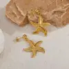 Wholesale Ocean Pattern Tassel Stud Earrings For Women, 304 Stainless Steel With 18K Real Gold PVD Coated Plating, 0.01µm Thickness
