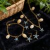Wholesale Stainless Steel Seashell & Starfish Necklace — Vintage Enamel-Accented Ocean-Themed Clavicle Chain — Vacation-Style Necklet with Starfish Pendant