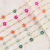 Wholesale 304 Stainless Steel Plastic Flower Ion Plating (IP) 18K Gold Plated Cute Beach Waterproof Non Tarnish Knitting O-shaped Chain Gold Necklace