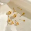 oly-f83a344a7041e6664ca3cb56deacd14a Wholesale PVD Coated 18K Gold Plated Round 304 Stainless Steel Simple Style Waterproof Non Tarnish Ear Studs
