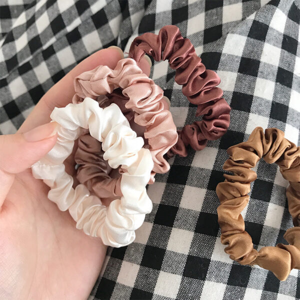 Wholesale 6 Pack Satin Small Intestinal Hair Ring Simple Basic Hair Rope Japanese Style Head Rope Girl's Pony Tail Rubber Band Headwear