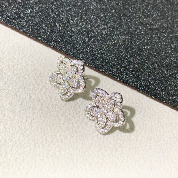 Wholesale Copper full diamond five-pointed star earrings, flower open ring necklace