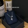 Wholesale 18k gold plated copper necklace with full diamonds and six-pointed star design.