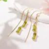 Wholesale 1 Pair Classical Romantic Bamboo Copper Zircon 14K Gold Plated Dangling Earrings