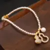 Wholesale Fashionable Luxury Pearl Bracelet Original Design Round Xiaomi Pearls Gourd Pendant Lucky Charm Safe Keeping Women's Bracelet