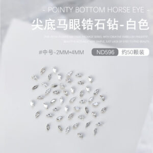 About 50 pointed horse-eye zircon diamonds (ND-596 white medium)