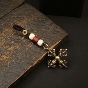 Cross lotus vajra + white bead rope