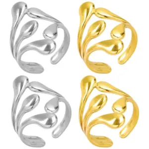 Wholesale Ion Plating (IP) Real Gold Plated 18K Gold Geometric 304 Stainless Steel Simple Style Waterproof Non Tarnish Open Rings