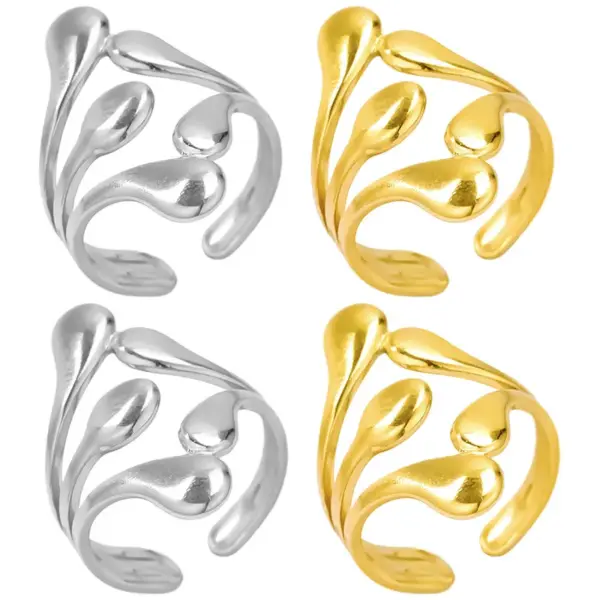 Wholesale Ion Plating (IP) Real Gold Plated 18K Gold Geometric 304 Stainless Steel Simple Style Waterproof Non Tarnish Open Rings
