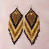 Wholesale Long Bohemian Tassel Geometric Gradient Rice Bead Earrings Women Handmade Glass Beads Dangle Earrings Floral Print Style