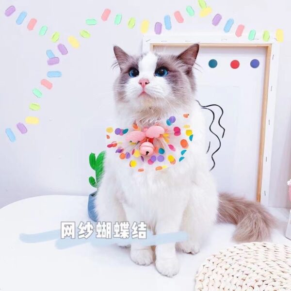 oly-f886b9eae9c393194b319eb9311f6300 Wholesale Original Pet Bow Tie Bell Collar Cat Fairy Wings Big Bow Collar Dog Bell Collar Spit Towel