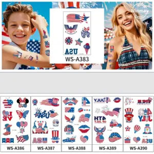 Wholesale New Aluminum Foil Tattoo Stickers Waterproof Sweatproof Independence Day Patriotic Party Face Stickers Easy To Apply And Remove