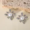 Wholesale PVD Coated Real Gold Plated 18K Gold Pearl Flower 304 Stainless Steel Casual Cute Lady Waterproof Non Tarnish Ear Studs