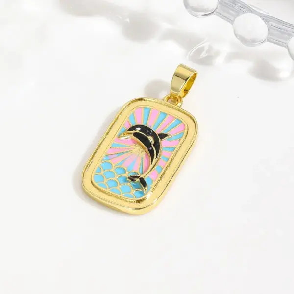 Wholesale Handmade Animal Pendant Necklace In Golden Plated Copper With Water Plating, Featuring Ball Chain For Sibling Suit