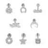 Wholesale 1 Piece Lip Rings Classic Style Solid Color 304 Stainless Steel 316 Stainless Steel Polishing Inlay Zircon Lip Rings